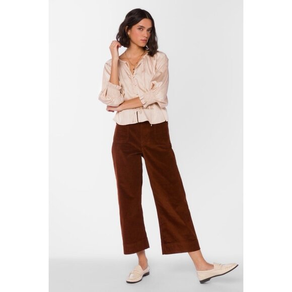 Velvet Heart Alyx Toffee Pants Womens 28 Brown Corduroy Cropped Wide Leg - Picture 2 of 13